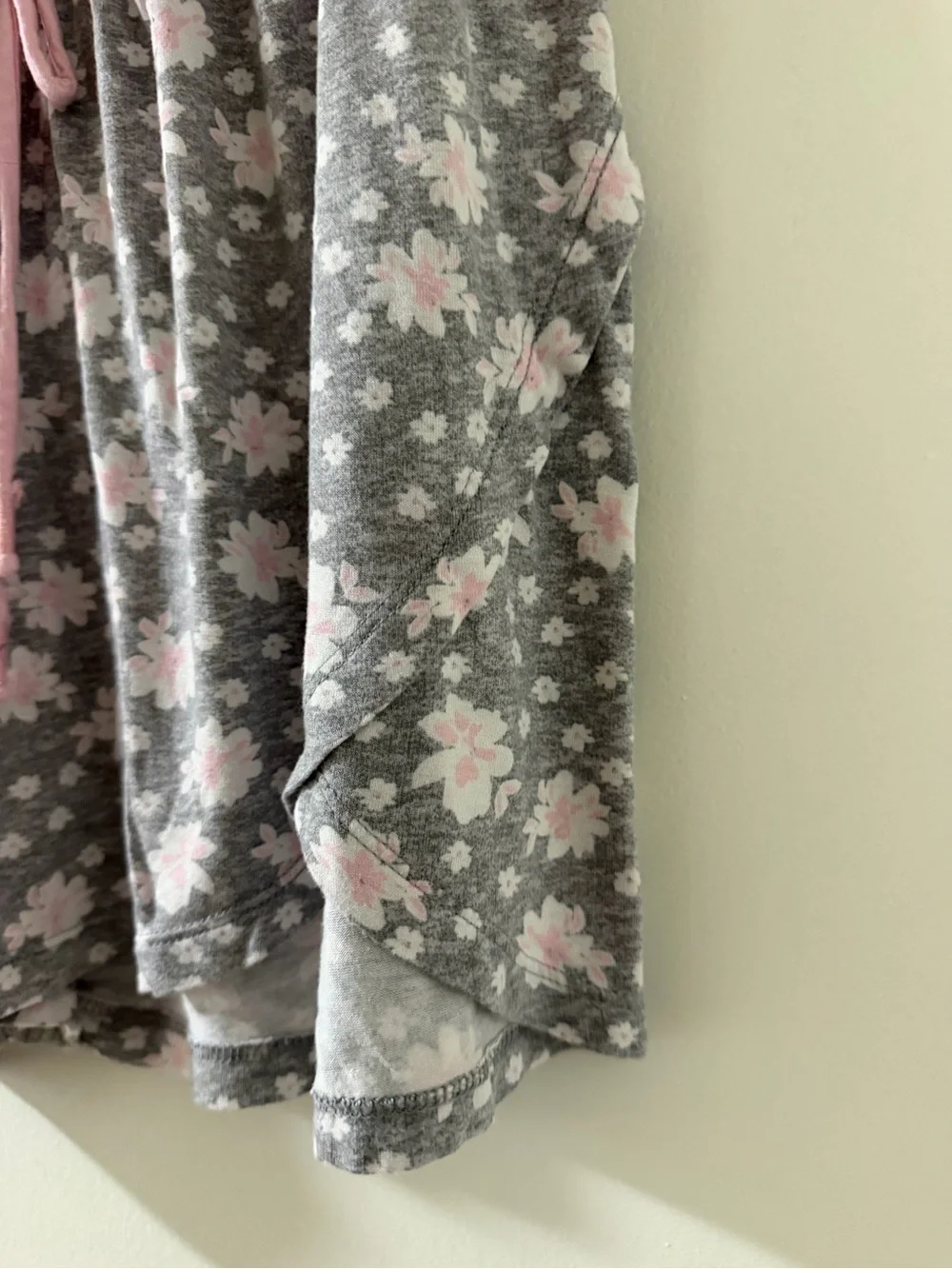 Women's Floral Lounge Shorts - Gray with Pink Accents
